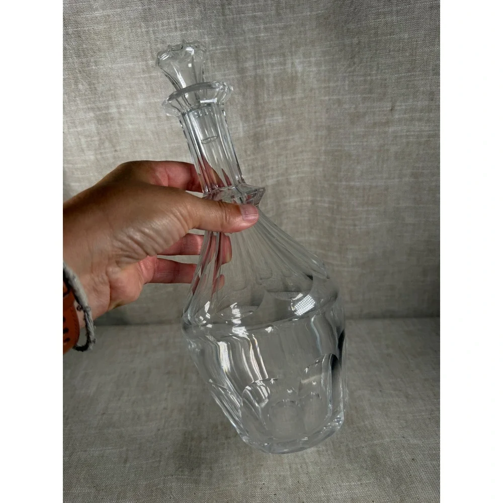 Crystal Glass Decanter Good Vintage Paneled Clear Spirits Bottle with Stopper